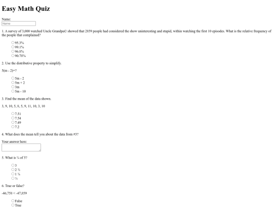 MathTest screenshot