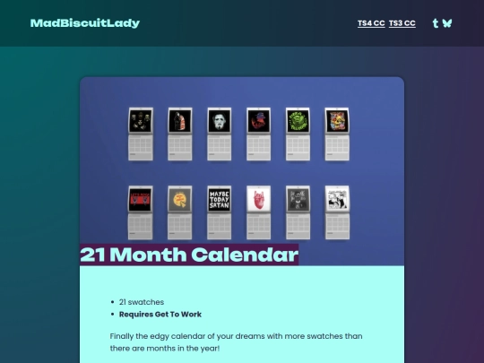 ts4-cc/21-month-calendar screenshot