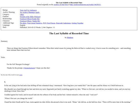 Fic: Small Fandoms/The Last Syllable of screenshot