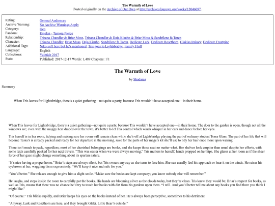 Fic: Small Fandoms/The Warmth of Love screenshot