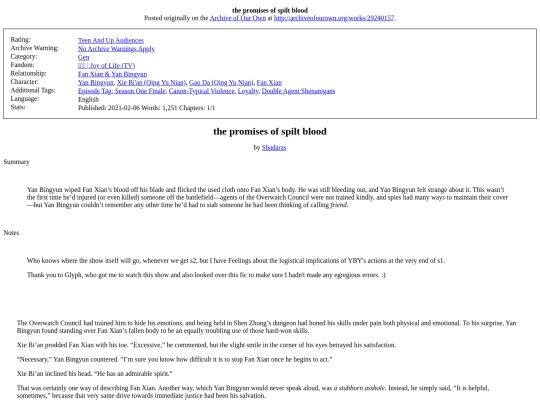 Fic: Small Fandoms/the promises of spilt screenshot
