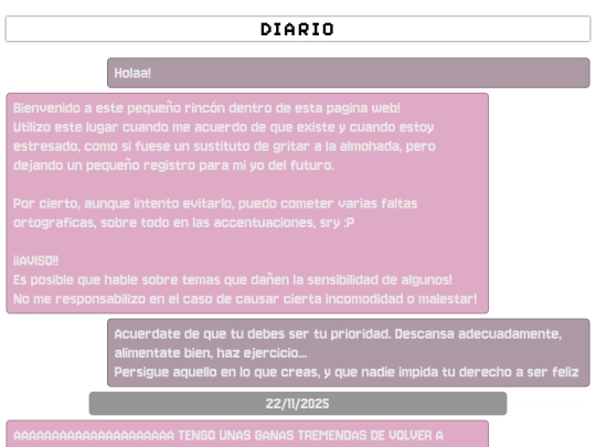 Diary screenshot