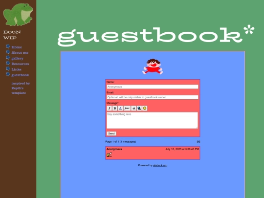 guestbook screenshot