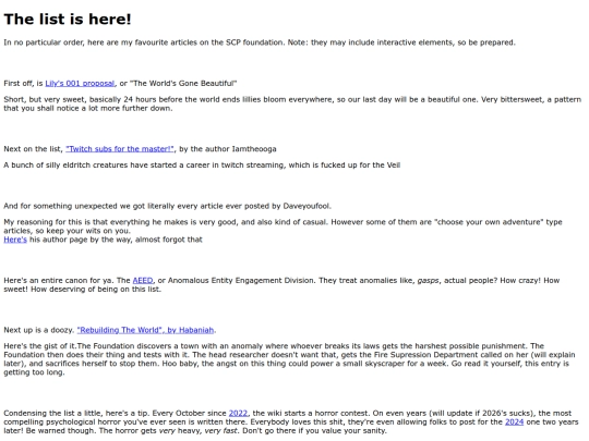 SCPlist screenshot