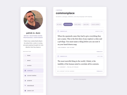 notebook/commonplace screenshot