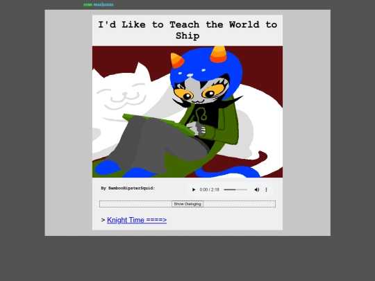 Fanpages/Homestuck/Fansongs/I'd Like to Teach the World to Ship screenshot