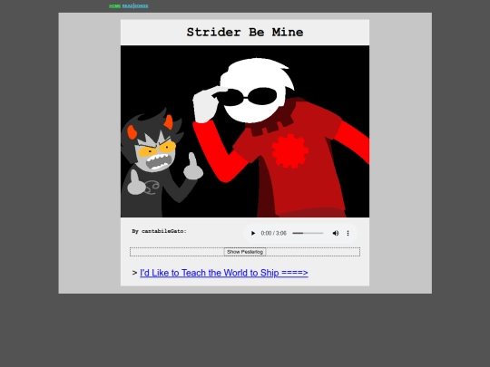 Fanpages/Homestuck/Fansongs/Strider Be Mine screenshot