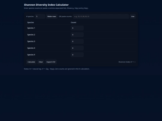 shannon_index_calculator screenshot