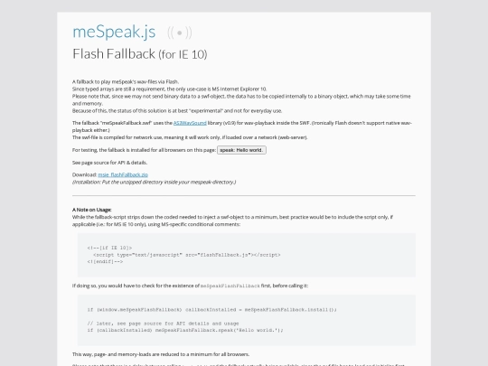 mespeak/msie_flashFallback screenshot