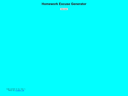 JavaScript/  HomeworkExcuseGenerator screenshot