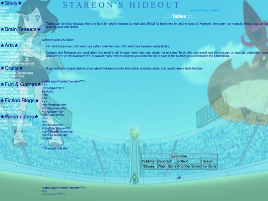 tables screenshot