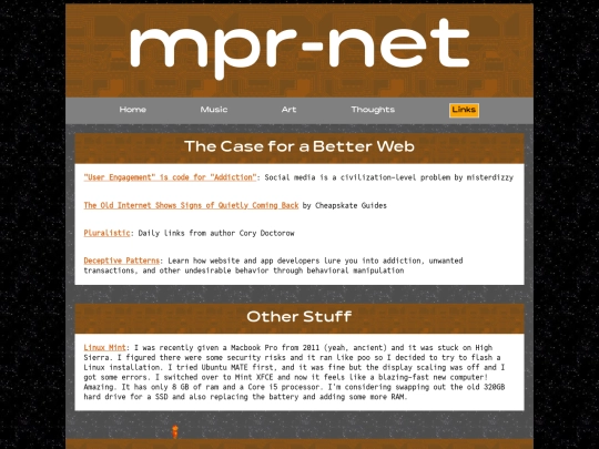 links screenshot