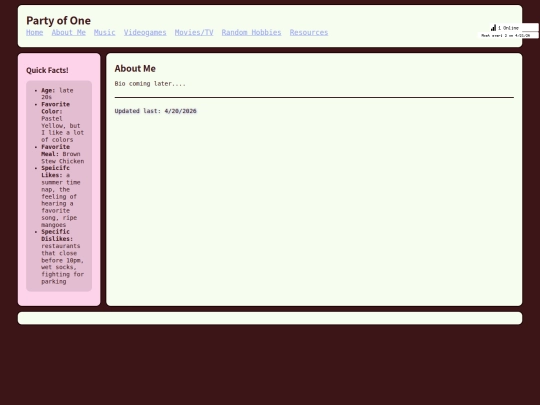 about/me screenshot
