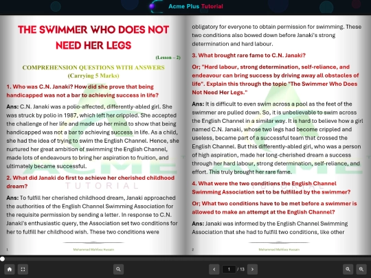 Class IX/English/OSSTA/Ch-3 The Swimmer Who Does Not Need Her Legs/viewer screenshot