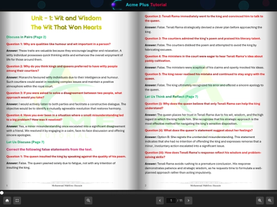 Class VIII/English/Ch-1 The Wit That Won Hearts/viewer screenshot