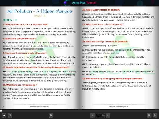 Class X/English/Book Q&A/L–8 Air Pollution/viewer screenshot