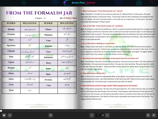 Class X/English/Book Q&A/L–9 From The Formalin Jar/viewer screenshot