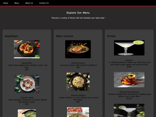menu screenshot