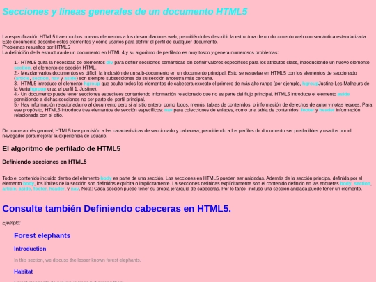 SeccionesylneasgeneralesdeundocumentoHTML5 screenshot