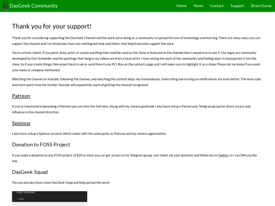 support screenshot