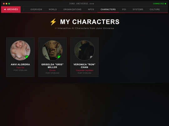 juno-universe/characters screenshot