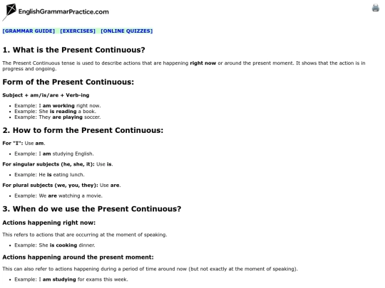 guide/presentcontinuous screenshot