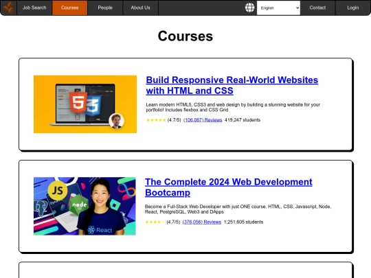 courses screenshot
