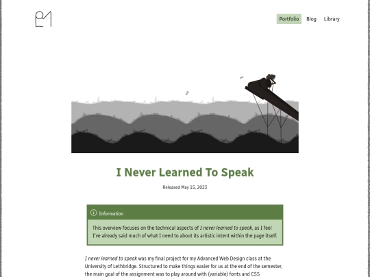 portfolio/i-never-learned-to-speak screenshot