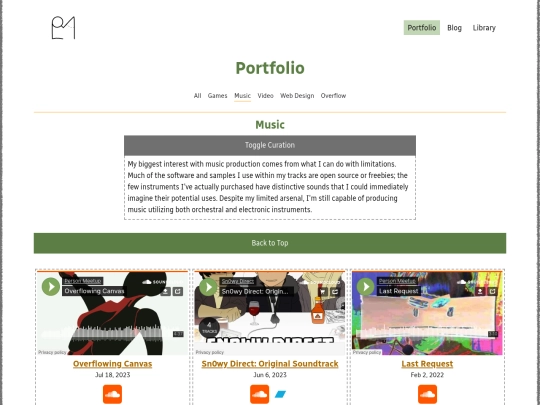 portfolio/music screenshot