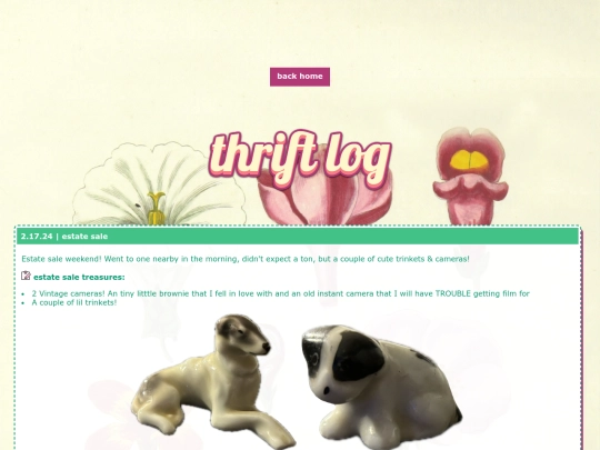 pages/thriftlog screenshot
