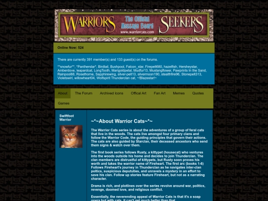 pages/warriorcats screenshot