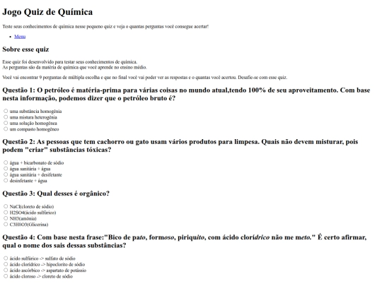 Quiz screenshot