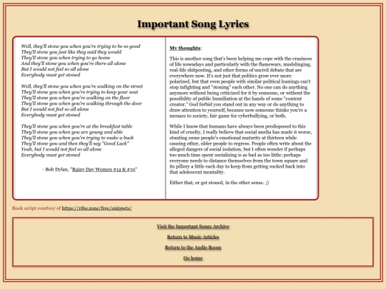 music/articles/songs screenshot