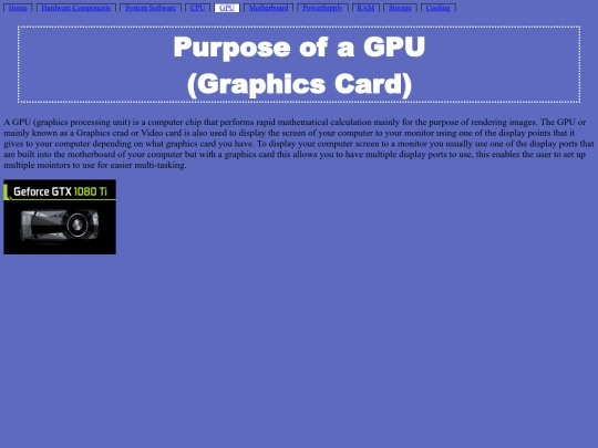 Hardware Components/PurposeOfAGPU screenshot