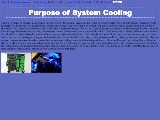 Hardware Components/PurposeOfSystemCooling screenshot