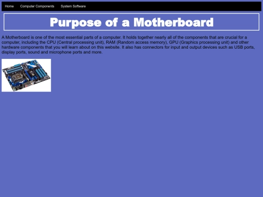 PurposeOfAMotherboard screenshot