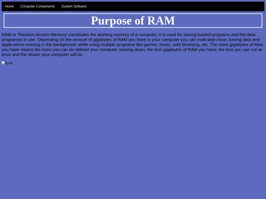PurposeOfRAM screenshot