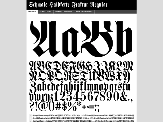 webfont/schmale_halbfette_fraktur-demo screenshot