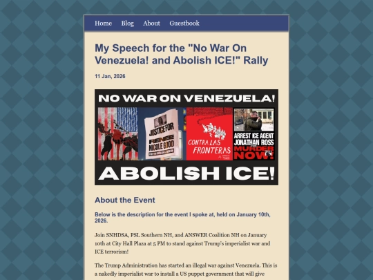 posts/2026-01-11-My-Speech-for-the-No-War-On-Venezuela-and-Abolish-ICE-Rally screenshot