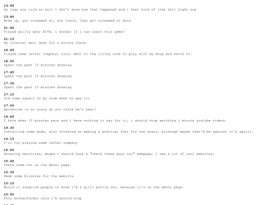 diary screenshot