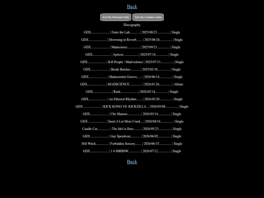 Pages/discography screenshot