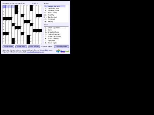 The Abyss/crossword screenshot
