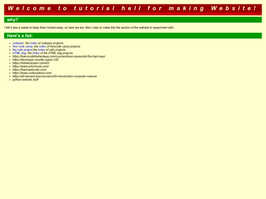 websiteHell/tutorialWebsites screenshot