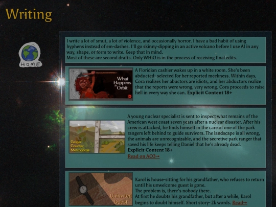 writing screenshot