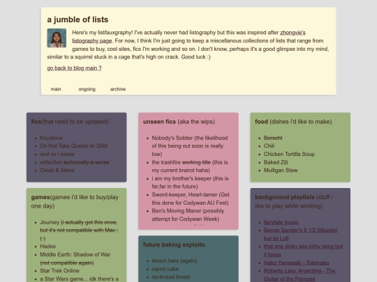 blog/listography screenshot