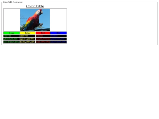 Color-table screenshot