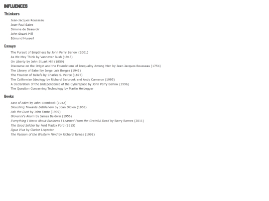 influences screenshot