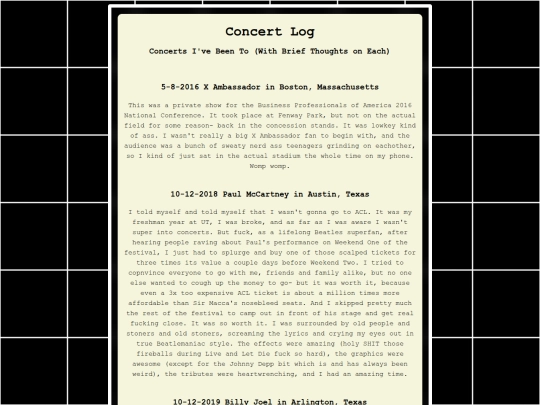 junk/concertlog screenshot