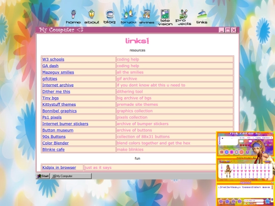 links screenshot