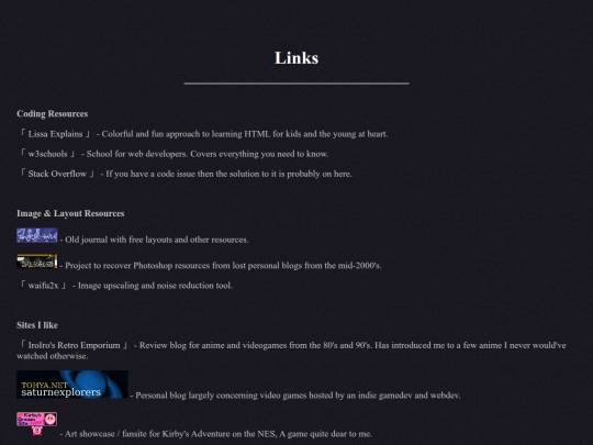 links screenshot